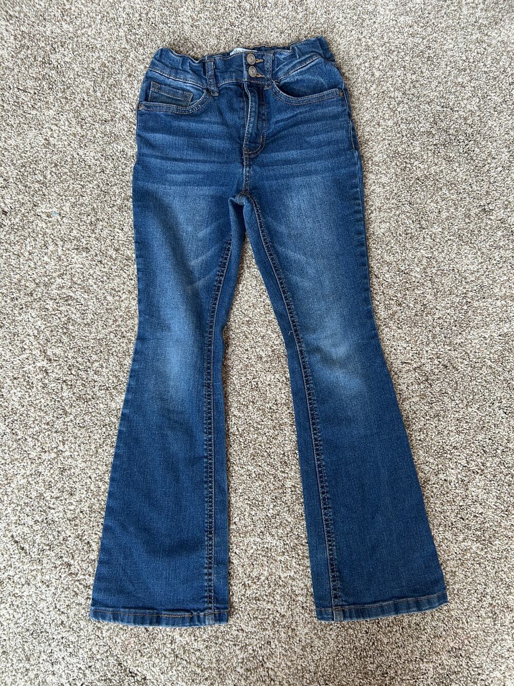 Colorful Planet Teen Girls Dark Wash Flare jeans, High Rise Waist, Size 7